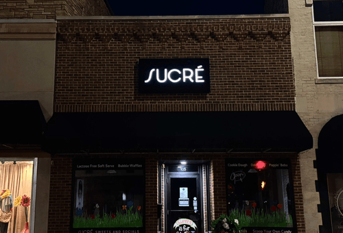 Sucre illuminated signage in Morton, IL