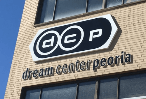 Dream Center Peoria building sign in Peoria, IL